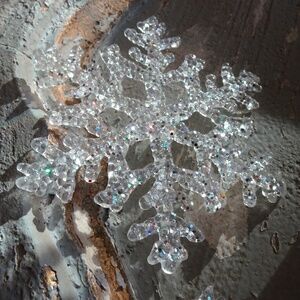 Vintage Clear Holographic Glitter Snowflake Ornaments Christmas Decor Lot of 22
